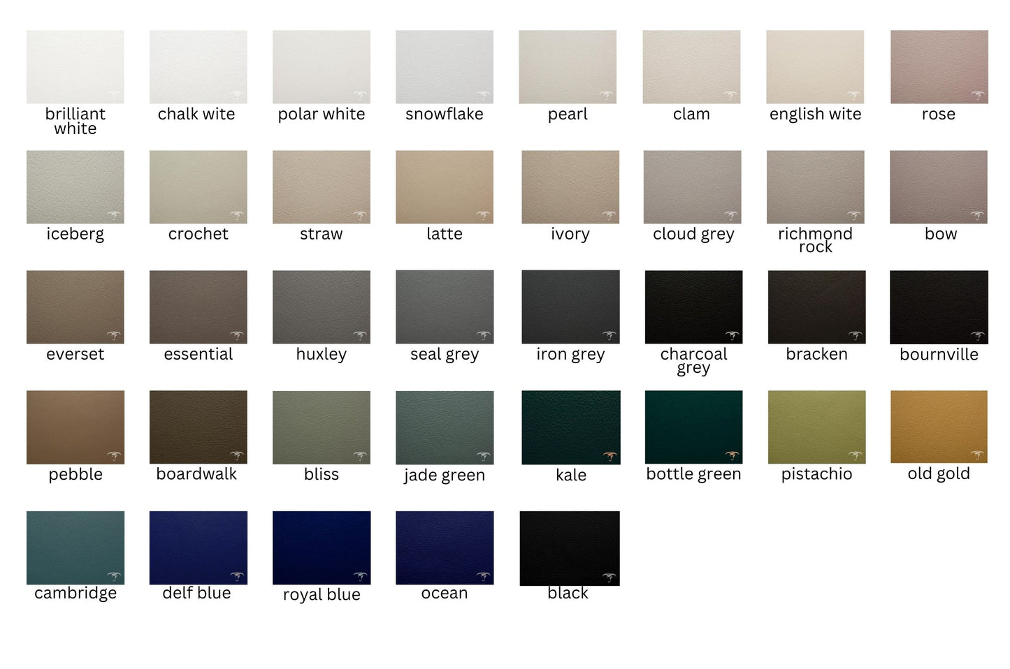 VELE Leather FREE Colour Swatches 52 colours