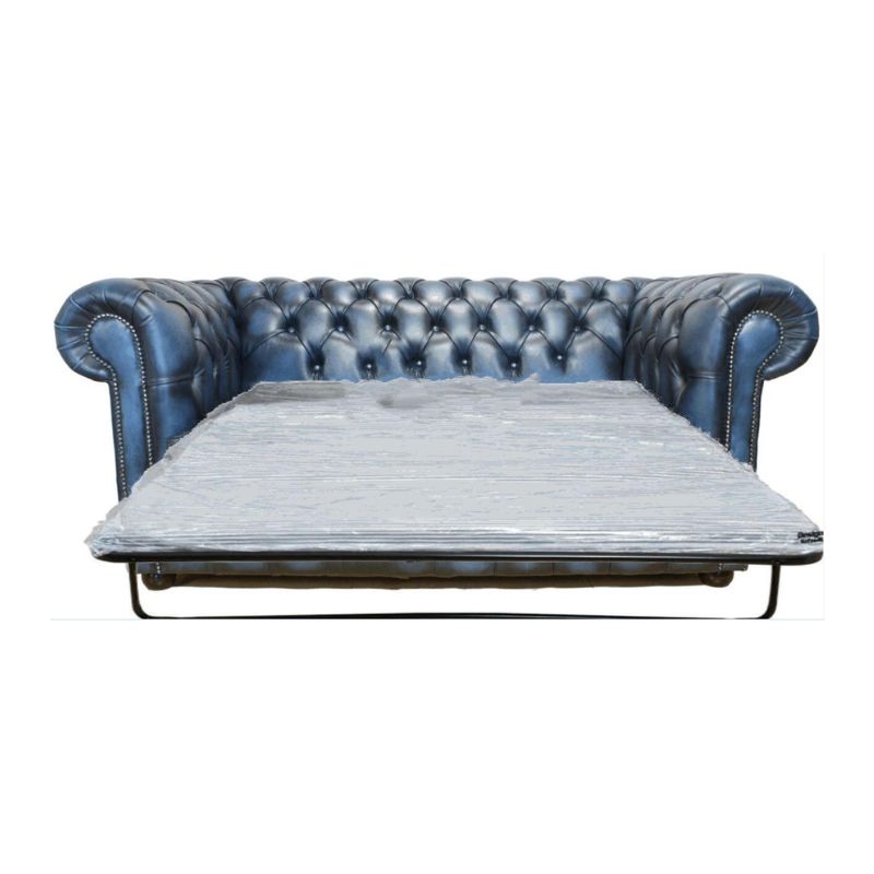 Classic Chesterfield 2 Seater Sofa BED Antique PREMIUM Leather Colours