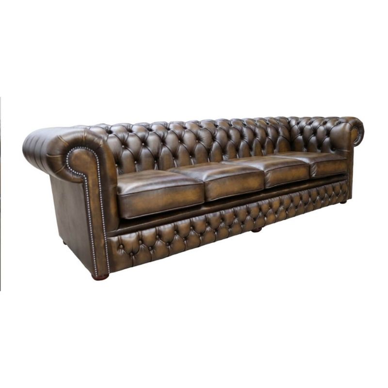 Classic Chesterfield 4 seater Sofa Real Antique Premium Leather 6 colours