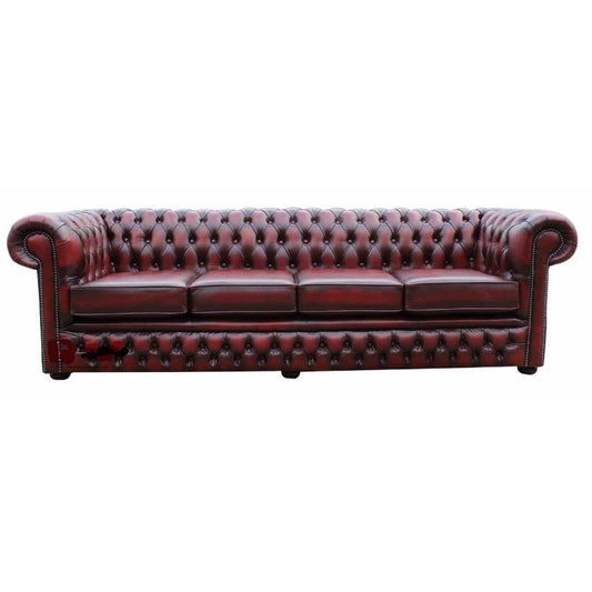 Classic Chesterfield 4 seater Sofa Real Antique Leather 4 colours