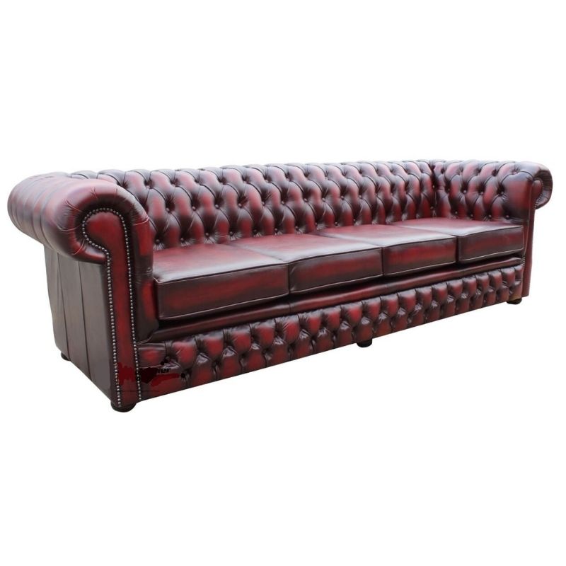 Classic Chesterfield 4 seater Sofa Real Antique Leather 4 colours