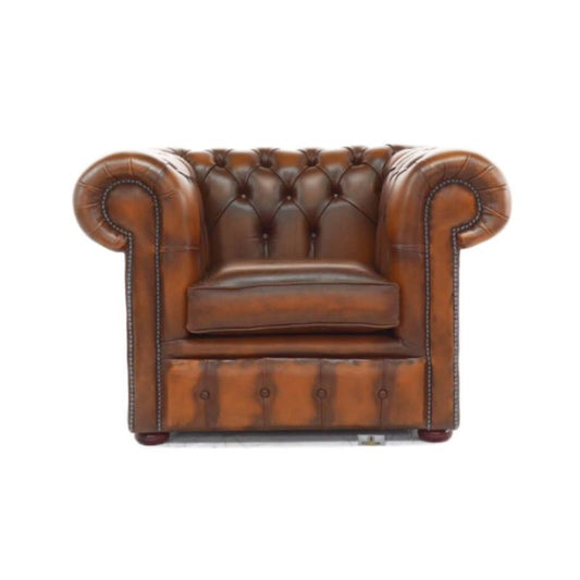 Chesterfield Low Back Club Armchair ANTIQUE TAN Real Leather