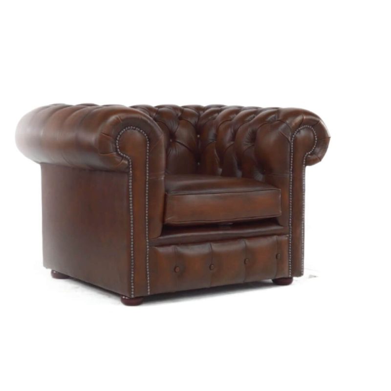 Chesterfield Low Back Club Armchair Real Leather 4 colours