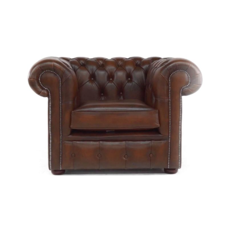 Chesterfield Low Back Club Armchair Real Leather 4 colours