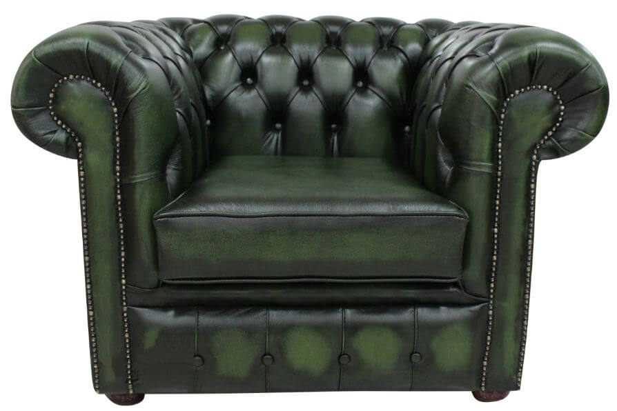 Chesterfield Low Back Club Armchair Real Leather 4 colours + FREE Leather Cleaner