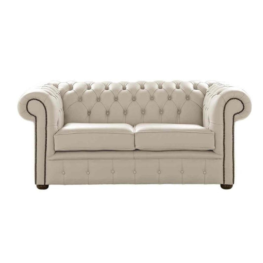 Classic Chesterfield 2 Seater Sofa Shelly Leather BEIGE