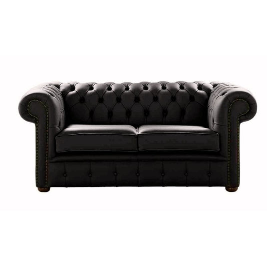 Classic Chesterfield 2 Seater Sofa Shelly Leather BLACK