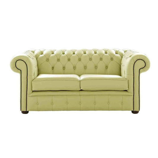 Classic Chesterfield 2 Seater Sofa Shelly Leather CHARTREUSE