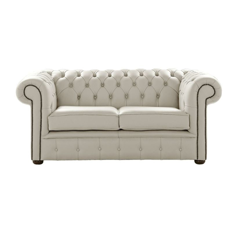 Classic Chesterfield 2 Seater Sofa Shelly Leather COTTON SEED