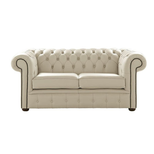 Classic Chesterfield 2 Seater Sofa Shelly Leather CREAM 