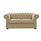Classic Chesterfield 2 Seater Sofa Shelly Leather DARK BEIGE