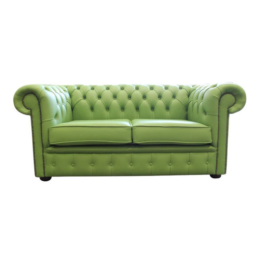 Classic Chesterfield 2 Seater Sofa Shelly Leather GREEN APPLE 