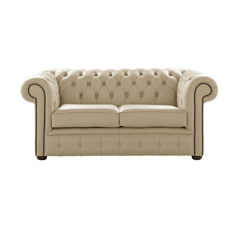 Classic Chesterfield 2 Seater Sofa Shelly Leather IVORY