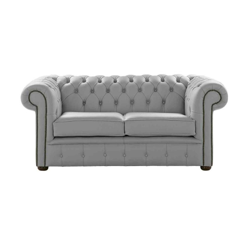 Classic Chesterfield 2 Seater Sofa Shelly Leather MOON MIST