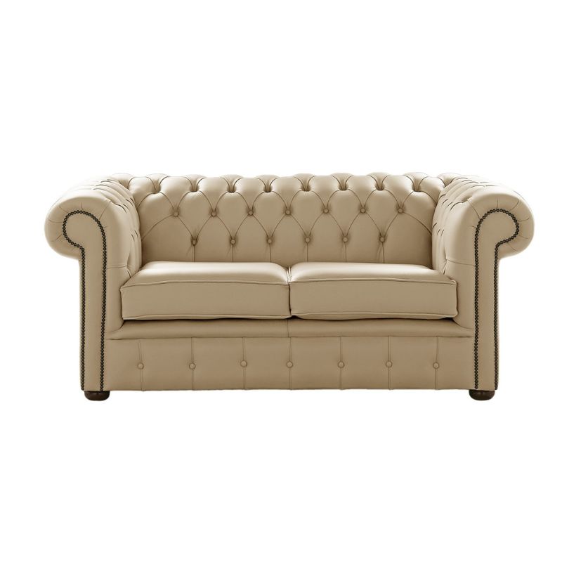 Classic Chesterfield 2 Seater Sofa Shelly Leather PANNA