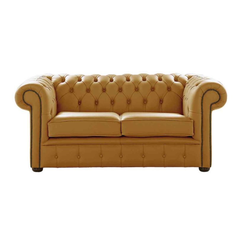 Classic Chesterfield 2 Seater Sofa Shelly Leather PERCHMENT