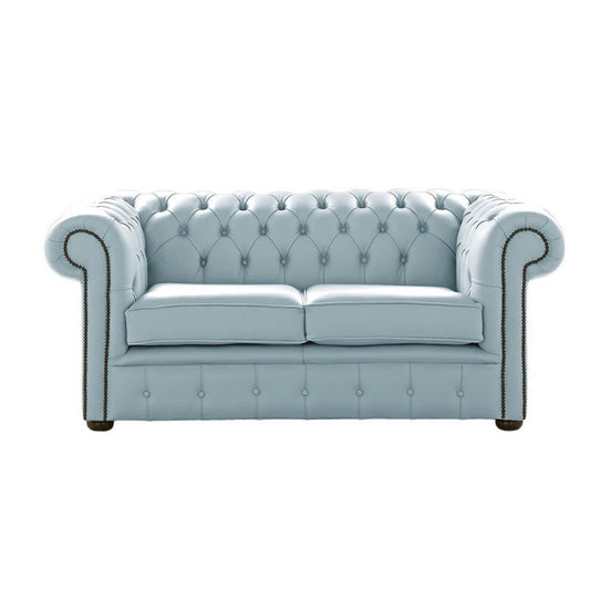 Classic Chesterfield 2 Seater Sofa Shelly Leather parlour blue