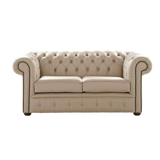 Classic Chesterfield 2 Seater Sofa Shelly Leather PEBBLE