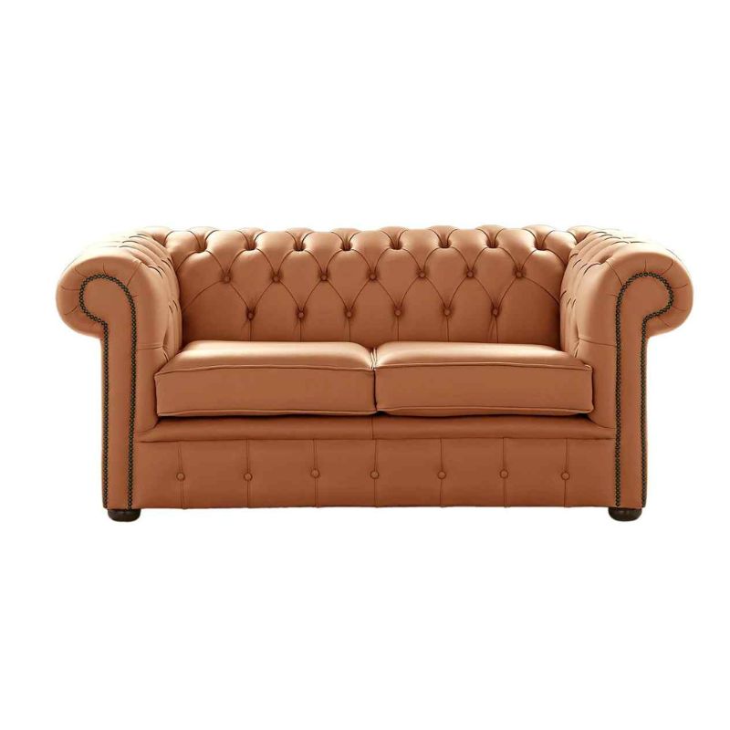 Classic Chesterfield 2 Seater Sofa Shelly Leather SADDLE 