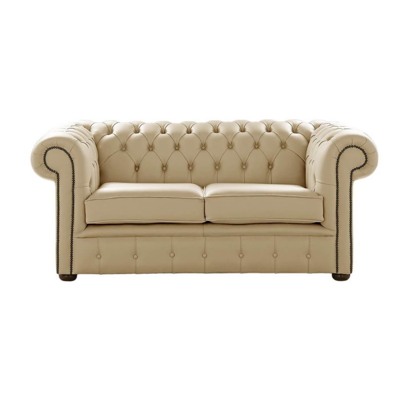 Classic Chesterfield 2 Seater Sofa Shelly Leather SOMERSET STONE