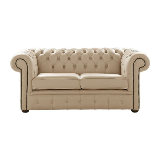 Classic Chesterfield 2 Seater Sofa Shelly Leather STONE