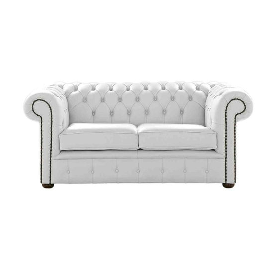 Classic Chesterfield 2 Seater Sofa Shelly Leather winter white