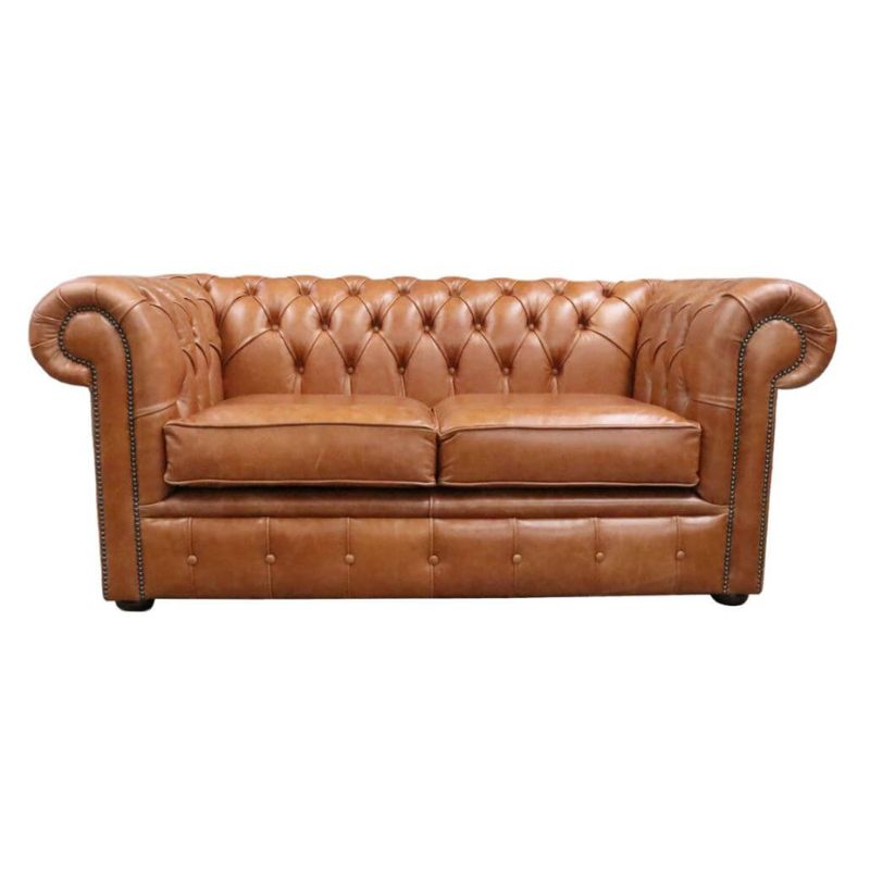 Classic Chesterfield 2 Seater Sofa Old English Real Leather colours