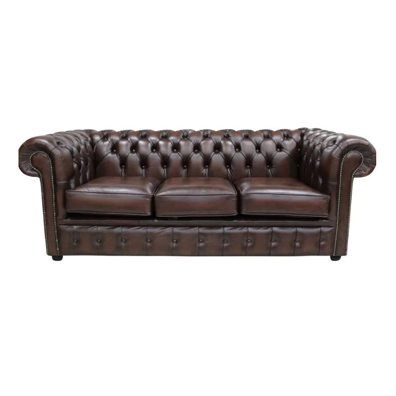 Classic Chesterfield 3 seater Sofa BED Antique Leather brown