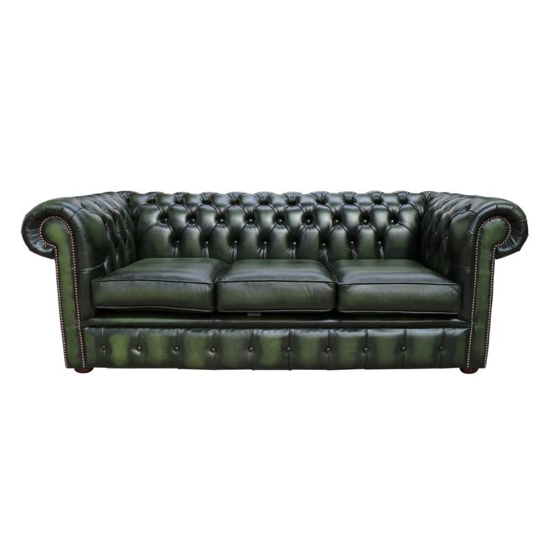 Classic Chesterfield Buttoned 3 Seater Sofa Antique Leather 4 Colours