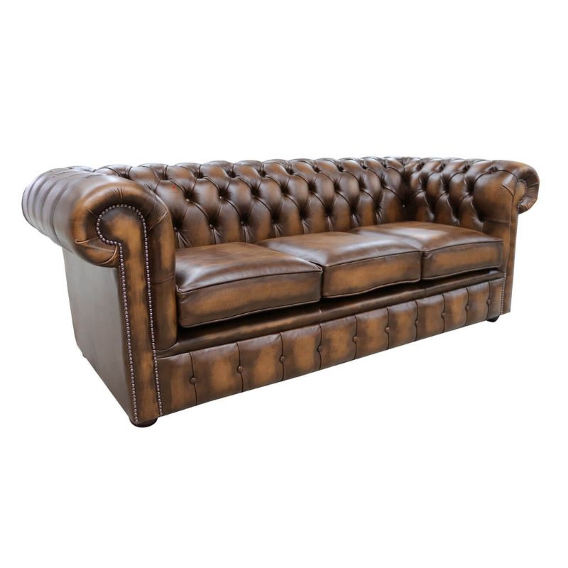 Classic Chesterfield Buttoned 3 Seater Sofa Antique Leather 4 Colours