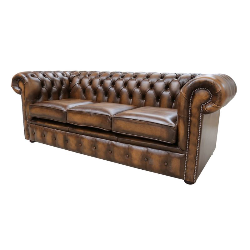 Classic Chesterfield Buttoned 3 Seater Sofa Antique Leather 4 Colours