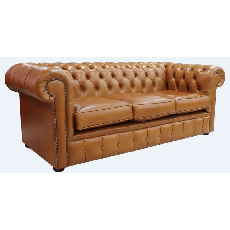  Classic Chesterfield Buttoned 3 Seater Sofa Antique OLD ENGLISH Leather many Colours bruciato