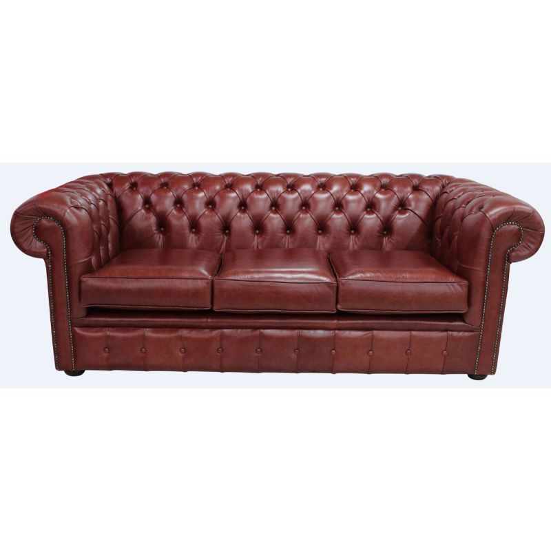  Classic Chesterfield Buttoned 3 Seater Sofa Antique OLD ENGLISH Leather many Colours chestnut 