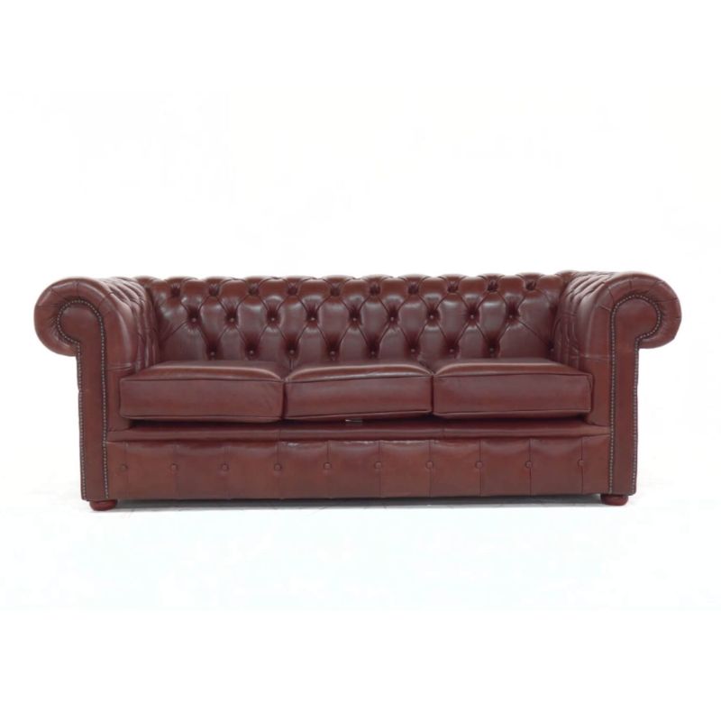  Classic Chesterfield Buttoned 3 Seater Sofa Antique OLD ENGLISH Leather many Colours hazel