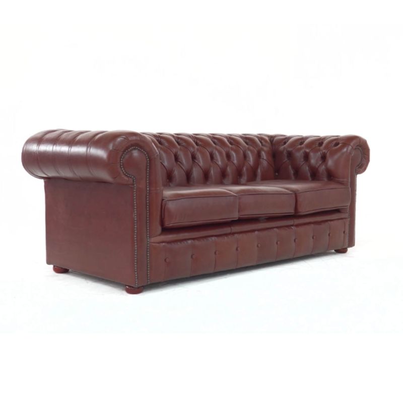  Classic Chesterfield Buttoned 3 Seater Sofa Antique OLD ENGLISH Leather many Colours hazel