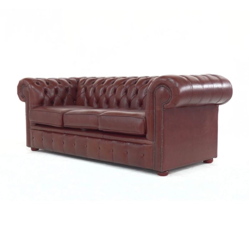  Classic Chesterfield Buttoned 3 Seater Sofa Antique OLD ENGLISH Leather many Colours hazel