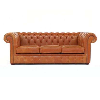  Classic Chesterfield Buttoned 3 Seater Sofa Antique OLD ENGLISH Leather many Colours saddle