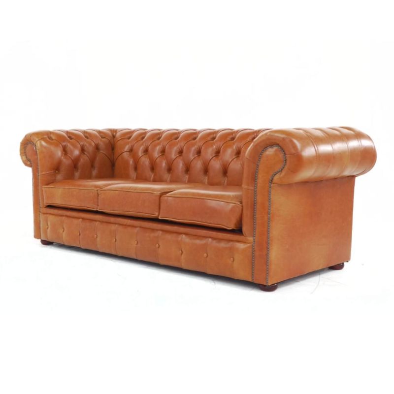  Classic Chesterfield Buttoned 3 Seater Sofa Antique OLD ENGLISH Leather many Colours saddle