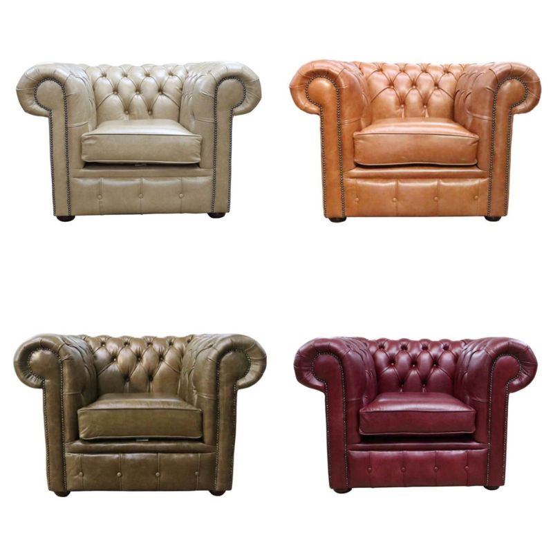 Classic Chesterfield Armchair Old English real Leather Colours