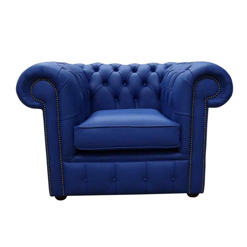 Classic Chesterfield Armchair Shelly Real Leather Mix Colours