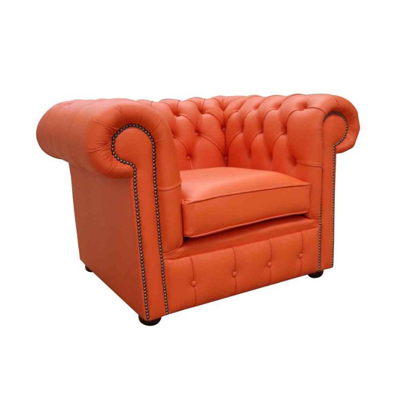 Classic Chesterfield Armchair Shelly Real Leather Mix Colours