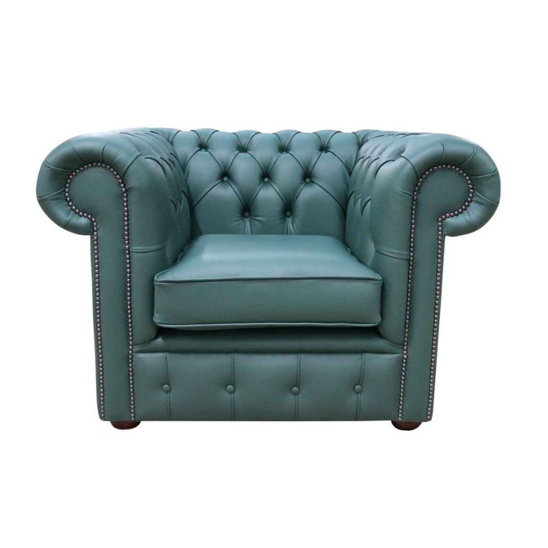 Classic Chesterfield Armchair Shelly Real Leather Mix Colours