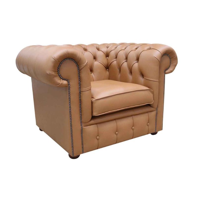 Classic Chesterfield Armchair Shelly Real Leather Mix Colours