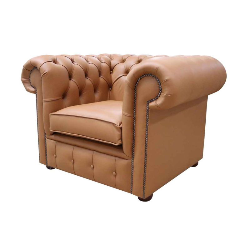 Classic Chesterfield Armchair Shelly Real Leather Mix Colours