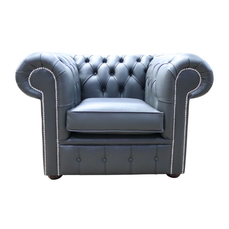 Classic Chesterfield Armchair Shelly Real Leather Mix Colours