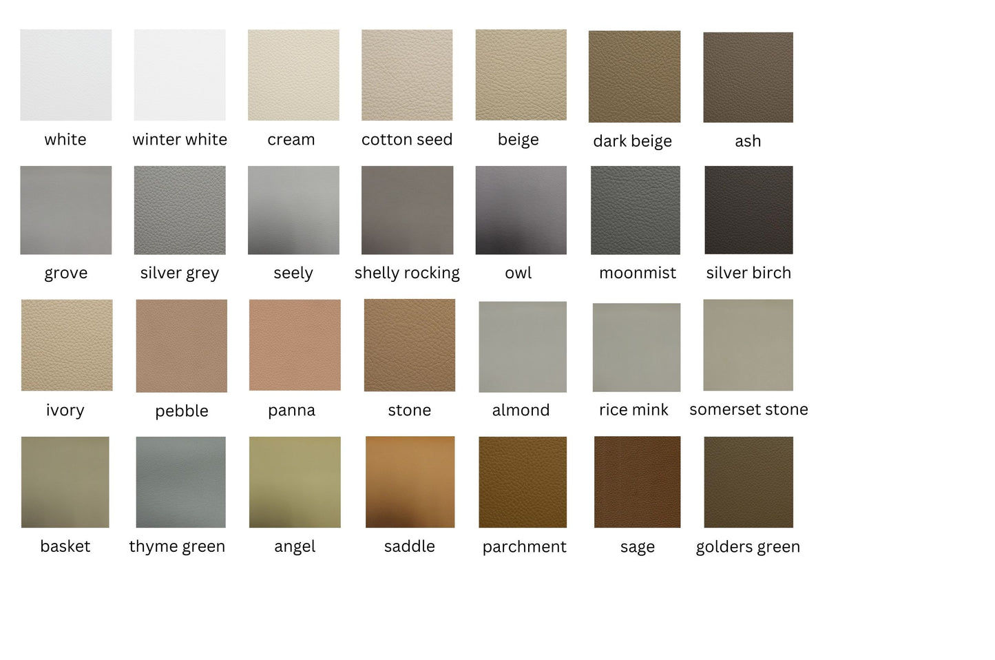 SHELLY Leather FREE Colour Swatches 72 colours