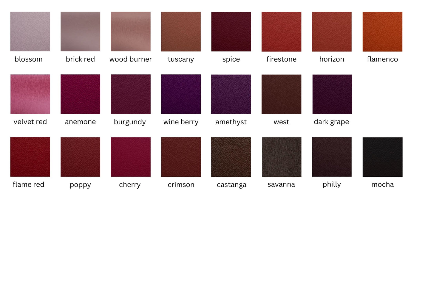 SHELLY Leather FREE Colour Swatches 72 colours